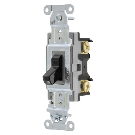 Hubbell Wiring Device-Kellems Switches and Lighting Controls, Toggle Switch, Commercial Grade, Single Pole, 20A 120/277V AC, Side Wired, Black Toggle CS120BK